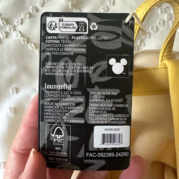 Loungefly Disney Winnie the Pooh  Cream and Yellow Kids Backpack - Picture 3 of 7